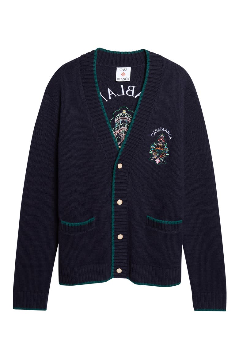 Embroidered Hotel Emblem Cardigan, Main, color, WOOL BLEND