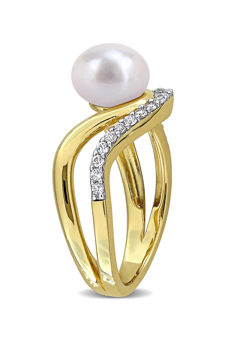Cultured Freshwater Pearl Bypass Ring, Alternate, color, WHITE GOLD