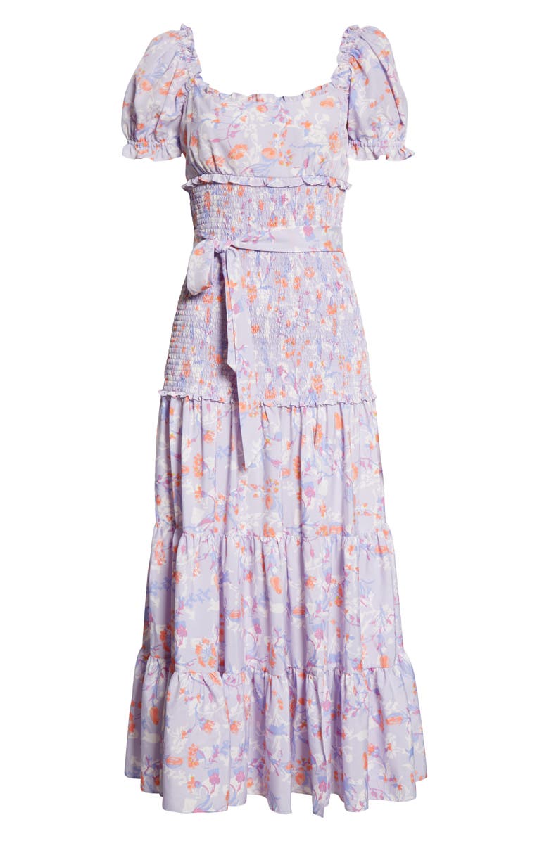 LIKELY Taylor Floral Smocked & Belted Tiered Dress, Alternate, color, 