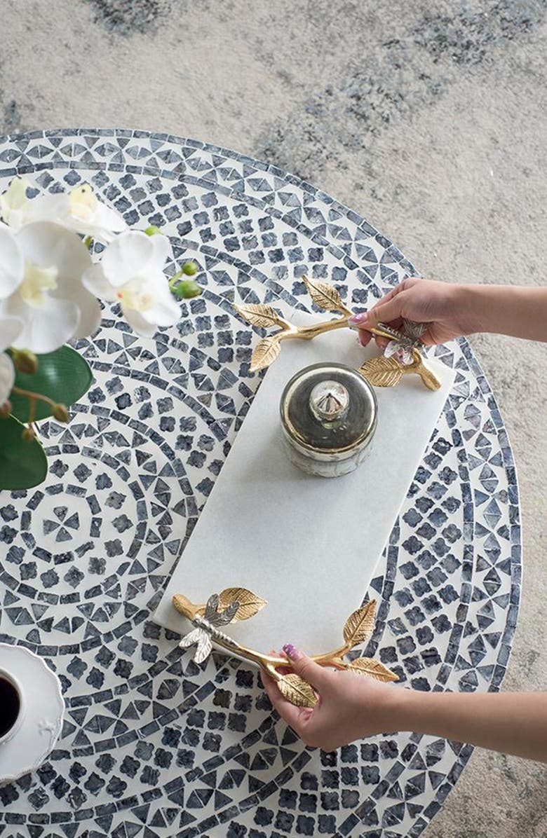 A & B Home Dragonfly Marble Decorative Tray, Alternate, color, White