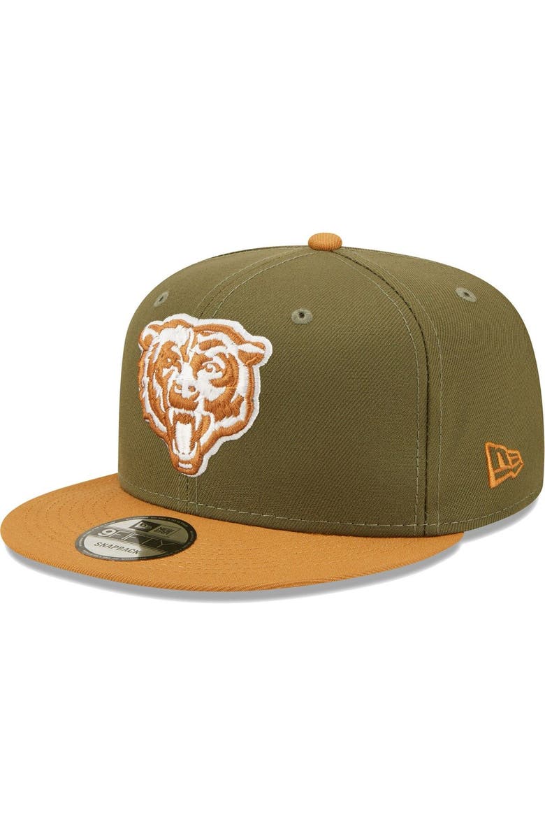 New Era Men's New Era Olive/Brown Chicago Bears Two-Tone Color Pack 9FIFTY Snapback Hat, Main, color,