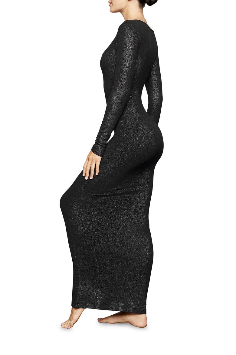 Soft Lounge Long Sleeve Dress, Alternate, color, ONYX FOIL
