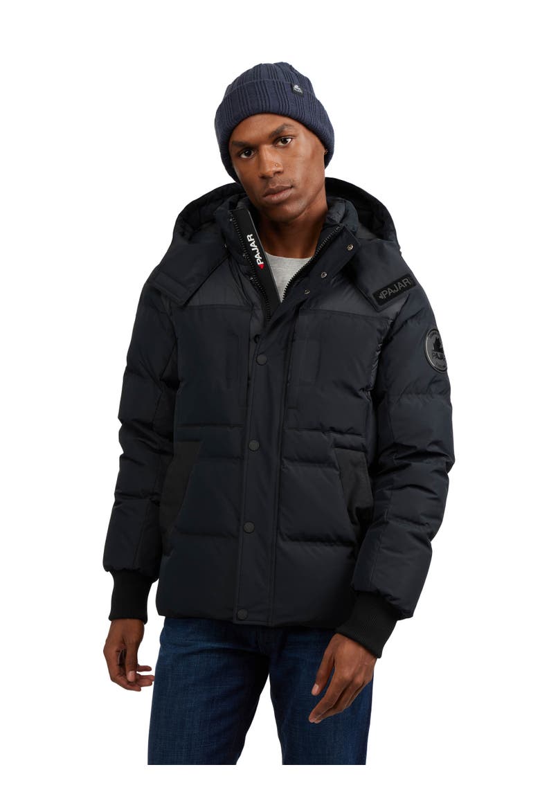 Men's Comet Mixed Media Puffer with Detachable Hood, Main, color, Black