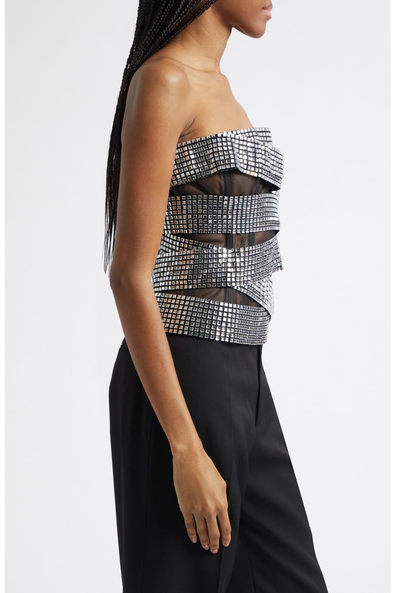 Disco Ball Strapless Top, Alternate, color, BLACK