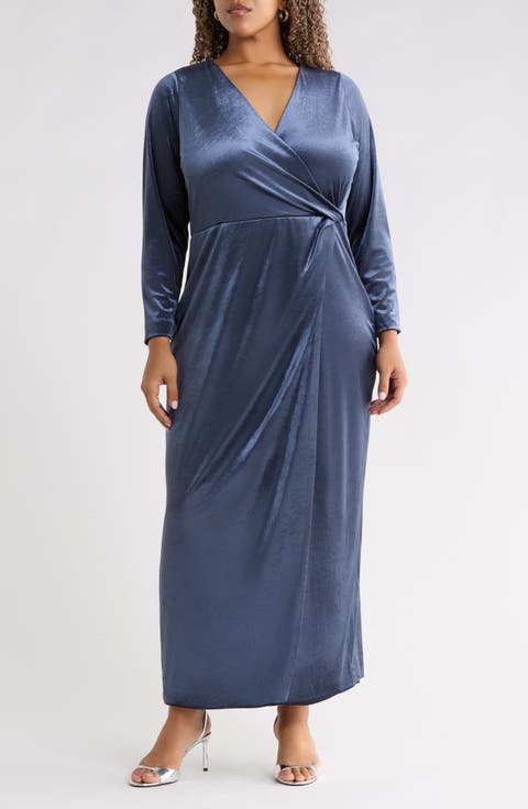 Twist Detail Long Sleeve Midi Dress