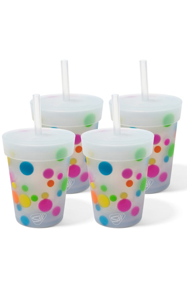 Silipint Kids Straw Tumblers 8oz, 4 Pack, Main, color, Multicolored