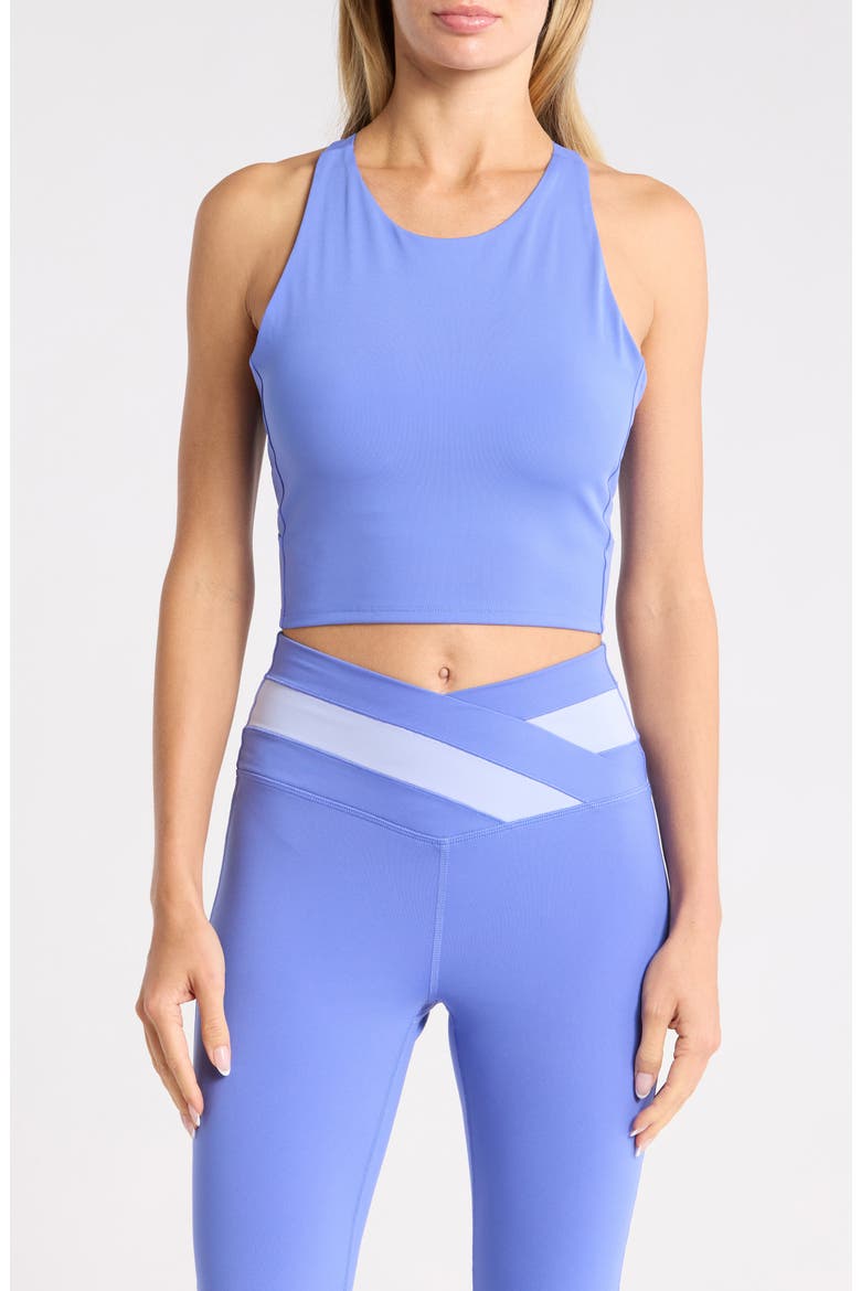 Lux LeBlanc High Neck Crop Tank, Main, color, PERLA BLUE