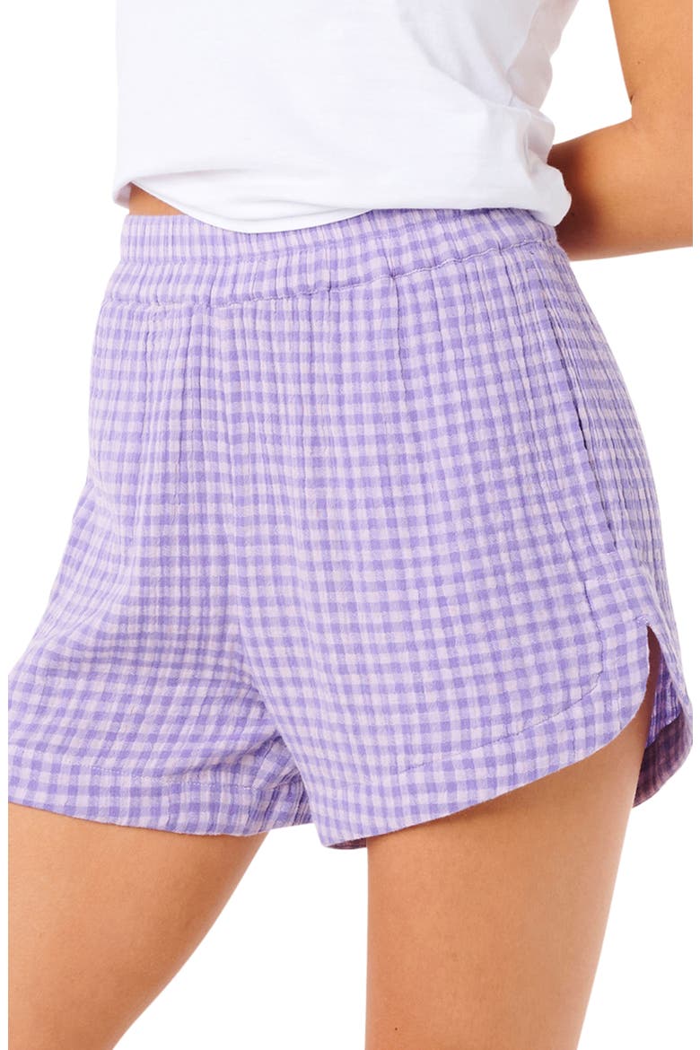 Premium Surf Check Cotton Shorts, Alternate, color, PURPLE