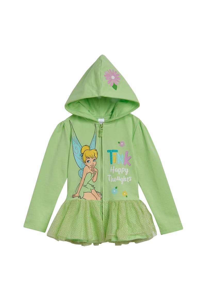 Peter Pan Tinker Bell Zip-Up Hooded Sweatshirt, Main, color, Tinker Bell Mint