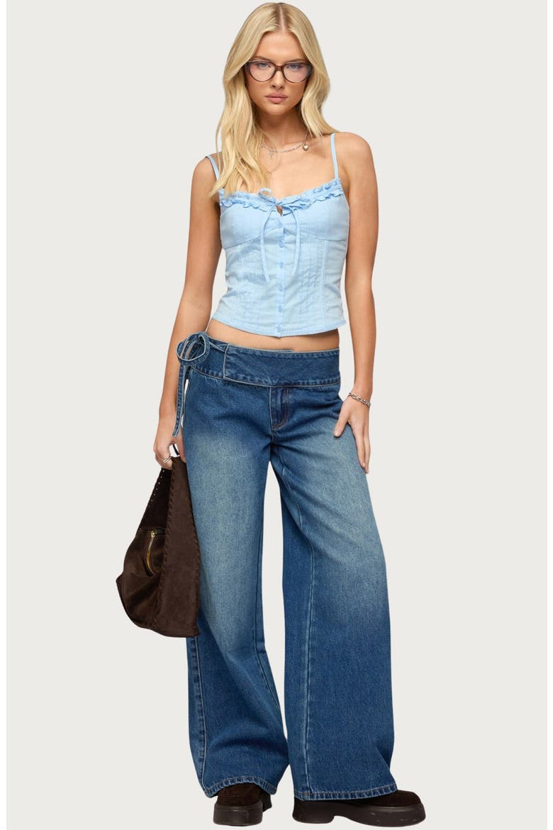 Kerah Ruffle Button-Up Camisole, Alternate, color, LIGHT-BLUE