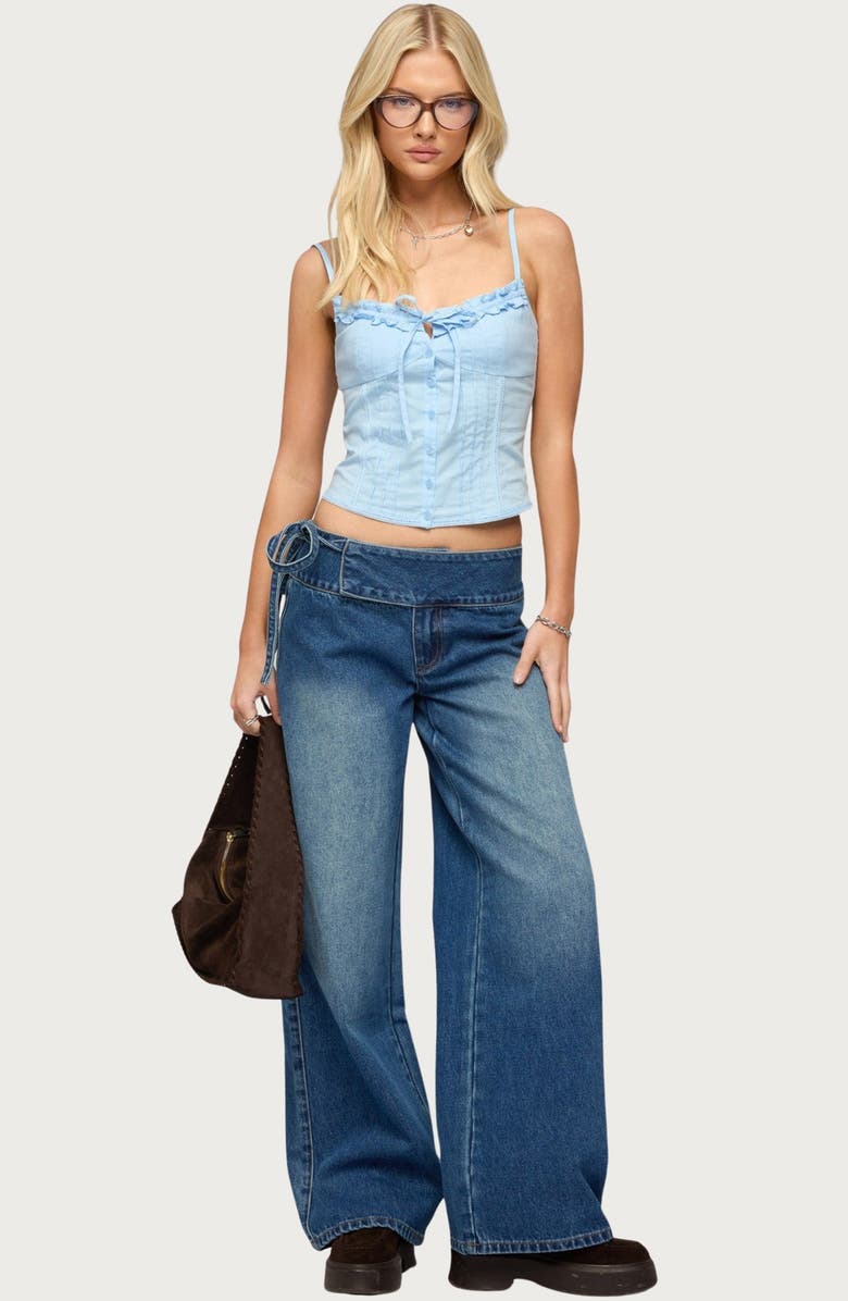 EDIKTED Kerah Ruffle Button-Up Camisole, Alternate, color, 