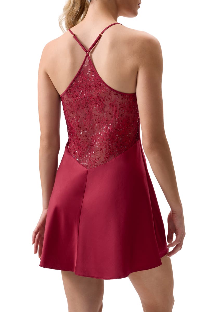 Rya Collection Radiant Sequin & Satin Chemise, Alternate, color, Holly