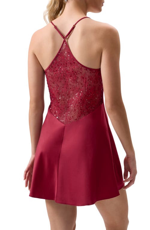 Rya Collection Radiant Sequin & Satin Chemise In Red