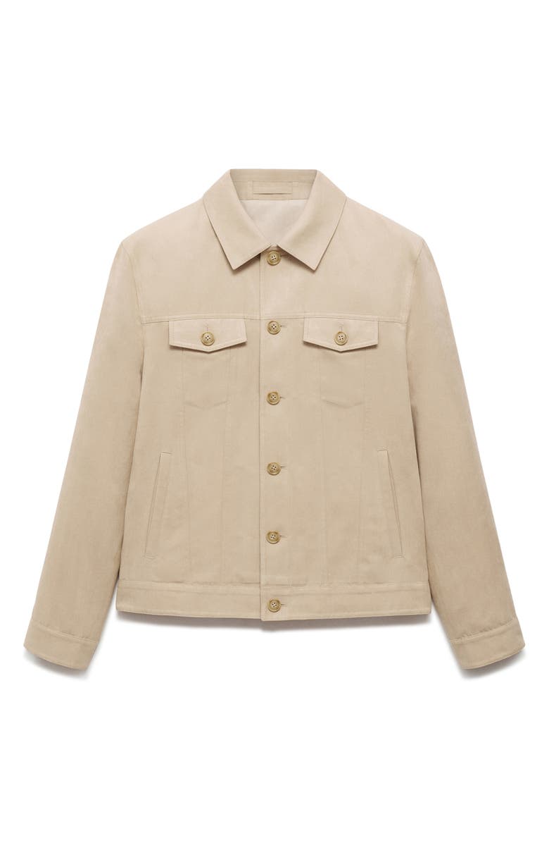 MANGO Suede Effect Trucker Jacket, Alternate, color, Beige
