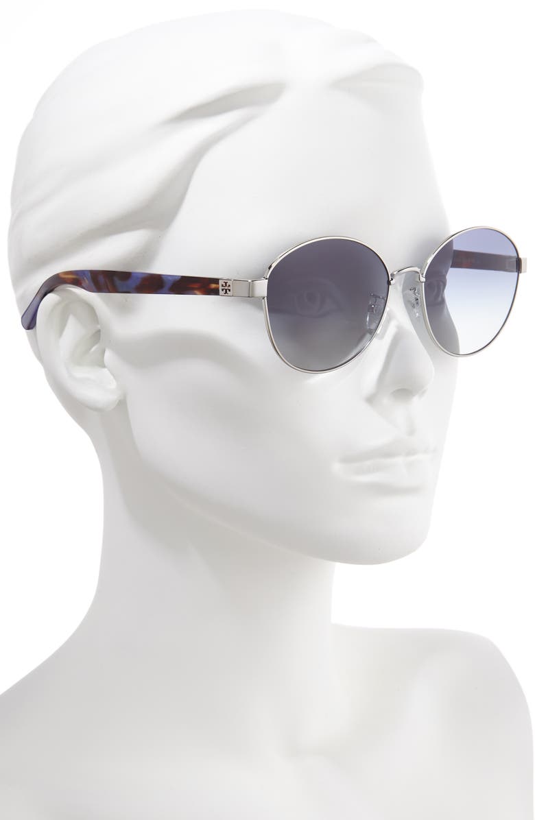 Tory Burch 56mm Gradient Round Sunglasses, Alternate, color, Silver/ Purple/ Blue Gradient