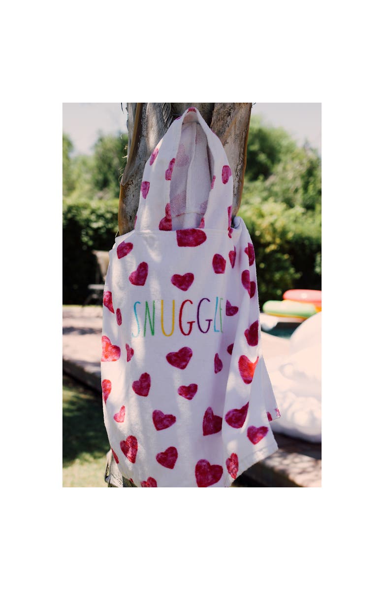 Rae Dunn Snuggle Kids Hooded Towel and 12 Inch Beach Ball Hearts, Alternate, color, Multicolored
