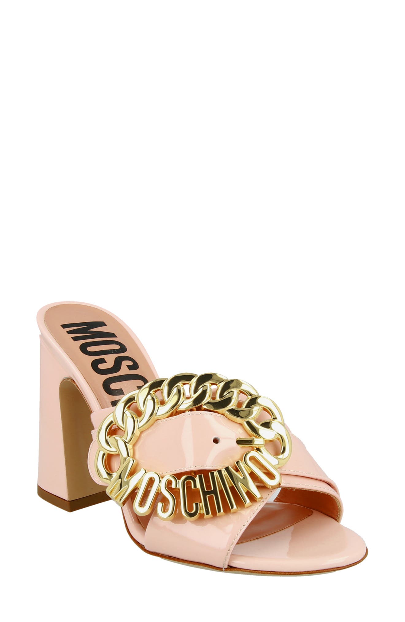 Moschino Logo Buckle Sandal, Main, color, 