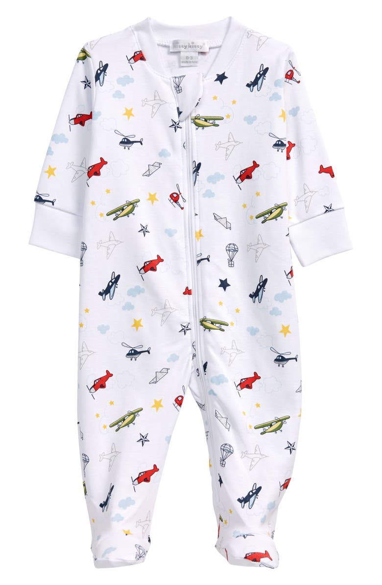 Kissy Kissy Aviators Zip Footie, Main, color,