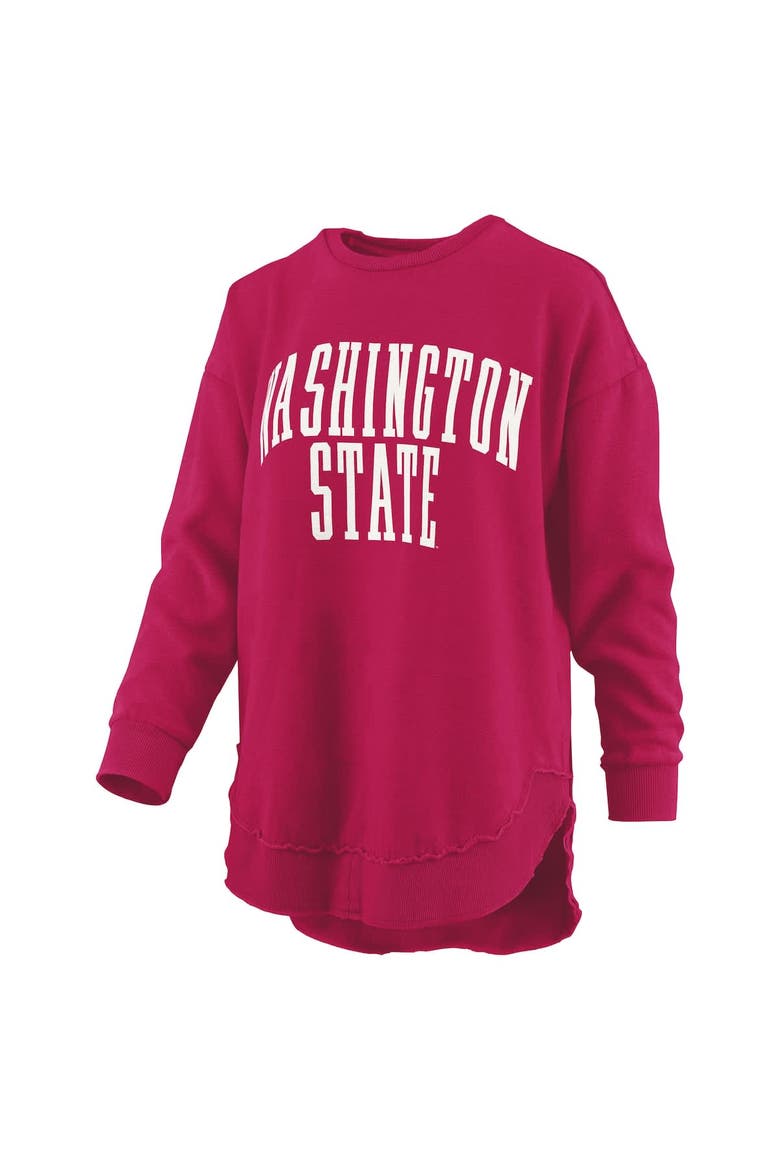Women's Pressbox  Crimson Washington State Cougars Melange Poncho Vintage Fleece Long Sleeve Pullover Sweatshirt, Alternate, color, Crimson
