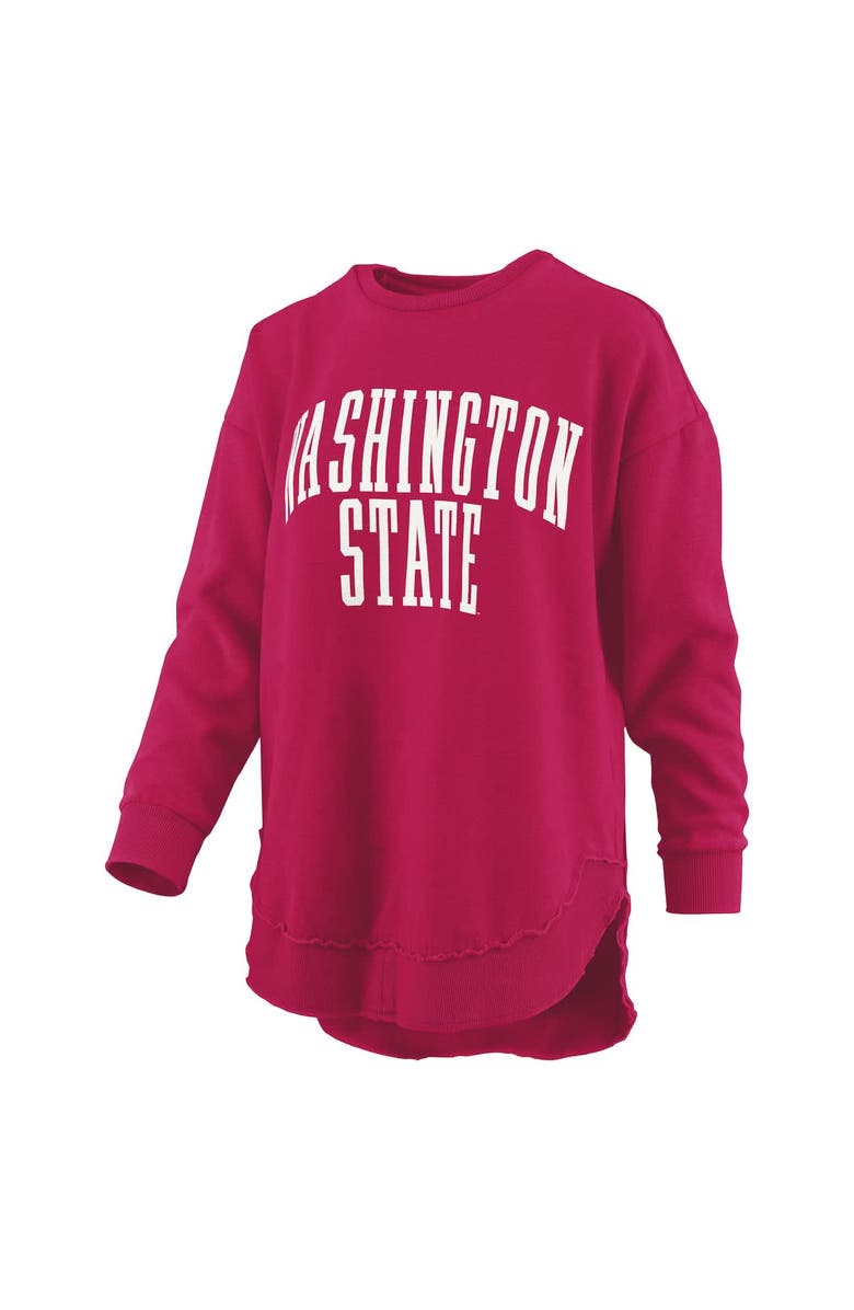 PRESSBOX Women's Pressbox  Crimson Washington State Cougars Melange Poncho Vintage Fleece Long Sleeve Pullover Sweatshirt, Alternate, color, Crimson
