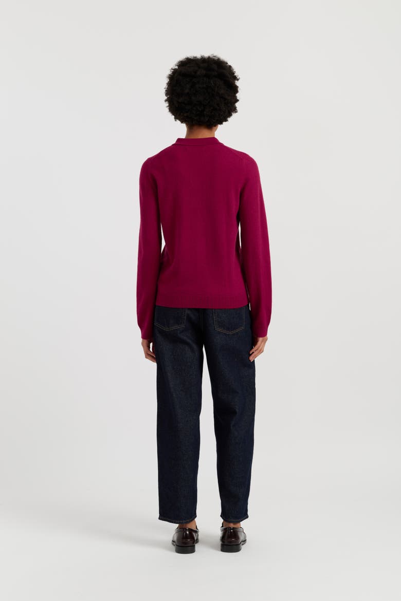 Wool Cashmere Polo Sweater, Alternate, color, Cherry