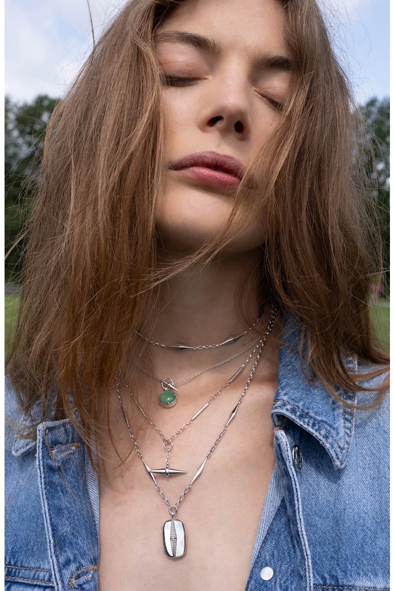 Green Agate Sterling Silver Toggle Locket Necklace, Alternate, color, STERLING SILVER