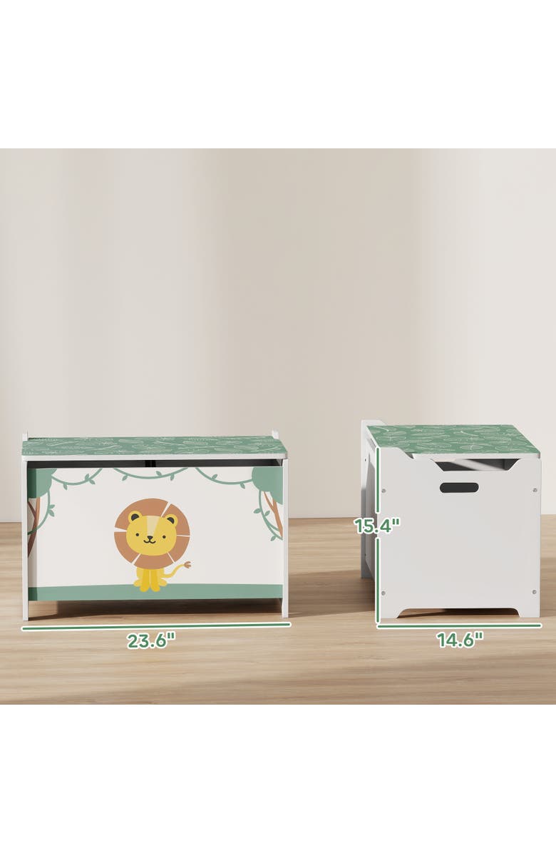 Qaba Kids Toy Box (w/ Lid), Safety Hinges, Handles, Storage, Alternate, color, Green