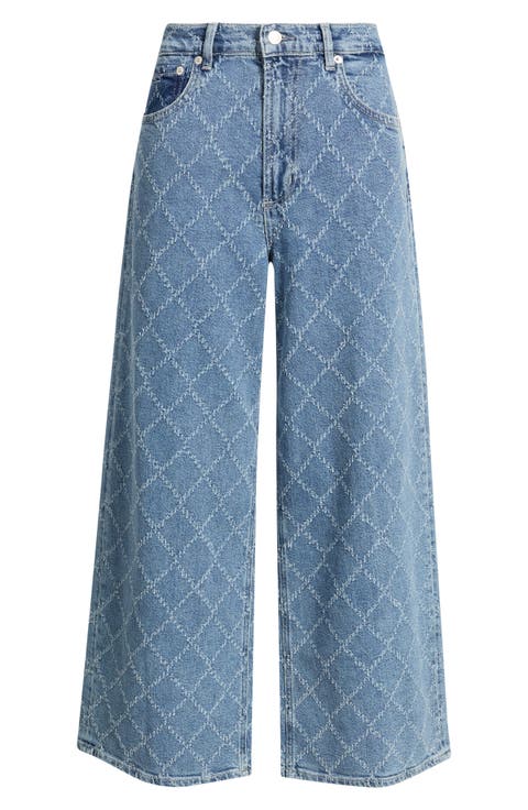 Belmont Diamond Distressed High Waist Wide Leg Jeans
