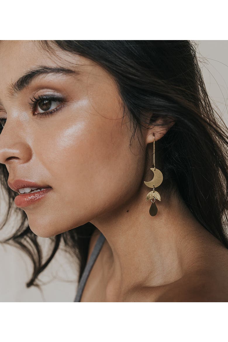 Rajani Moon Phase Drop Earrings, Alternate, color, Gold
