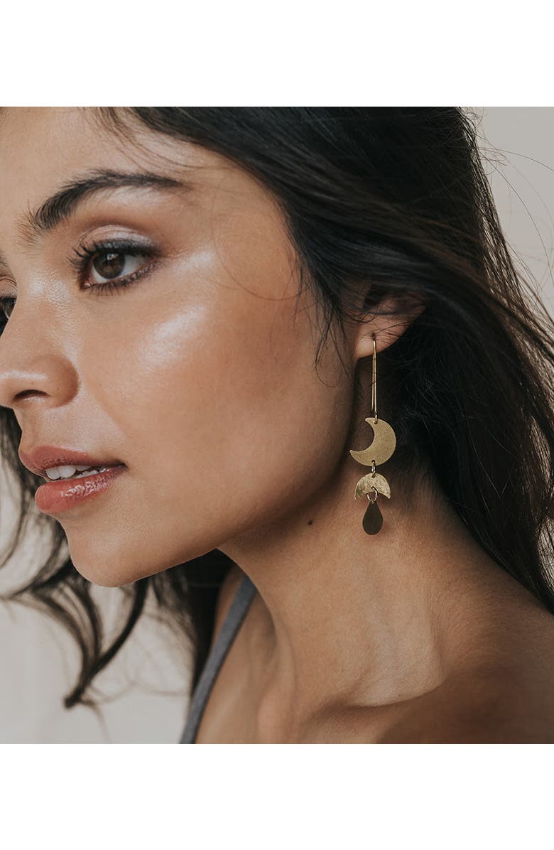 Matr Boomie Rajani Moon Phase Drop Earrings, Alternate, color, Gold