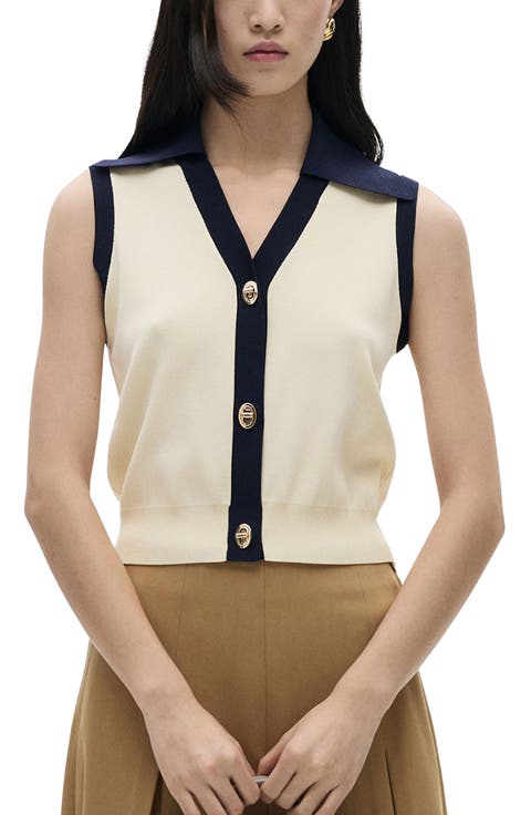 Contrast Trim Sweater Vest