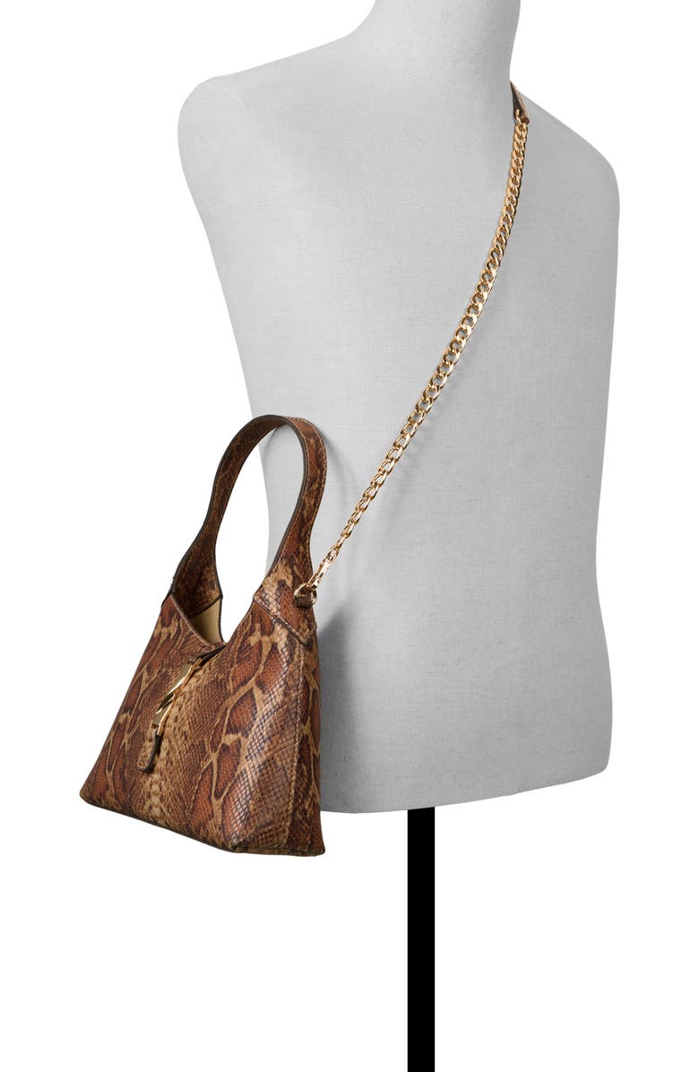 ALDO Harperminii Snake Embossed Shoulder Bag, Alternate, color, Other Brown
