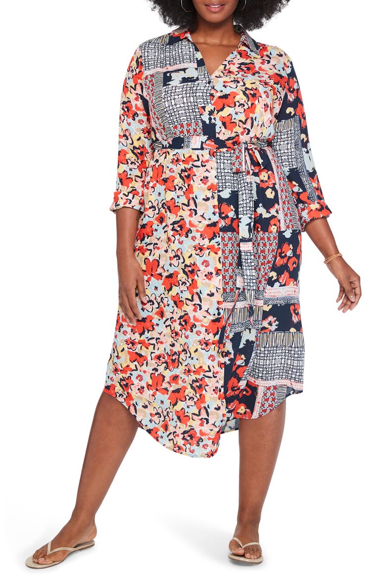 NIC + ZOE Mixed-Up Blooms Midi Dress, Alternate, color, RED MULTI