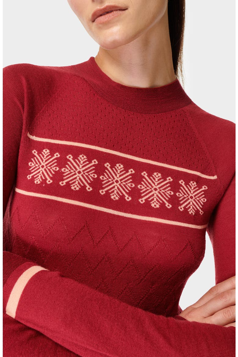 Snowflake Base Layer Top, Alternate, color, VINE RED