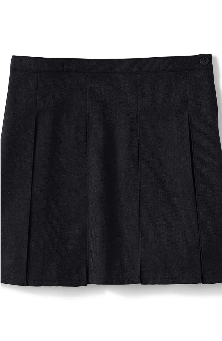Lands' End School Uniform Girls Solid Box Pleat Skirt Top of Knee, Alternate, color, Black