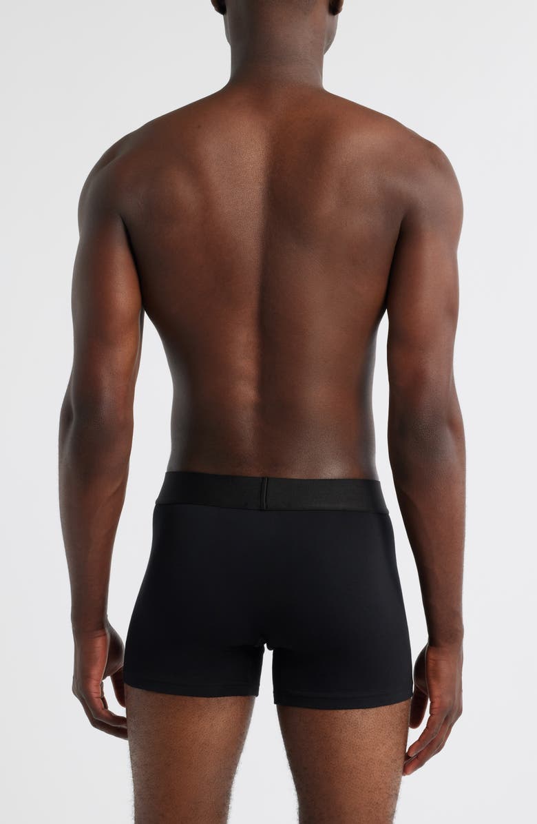 Versace Essential Logo Stretch Cotton Boxer Briefs, Alternate, color, Black