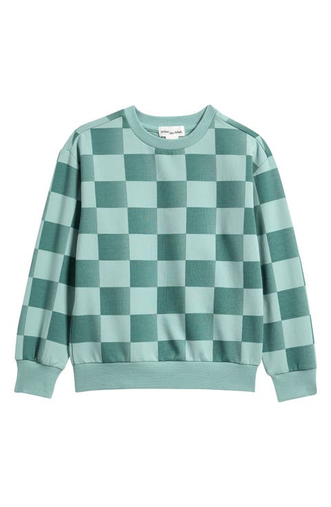 Kids' Plaid Checkerboard Stretch Cotton Sweatshirt (Toddler & Little Kid)