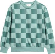 MILES THE LABEL Kids' Plaid Checkerboard Stretch Cotton Sweatshirt
