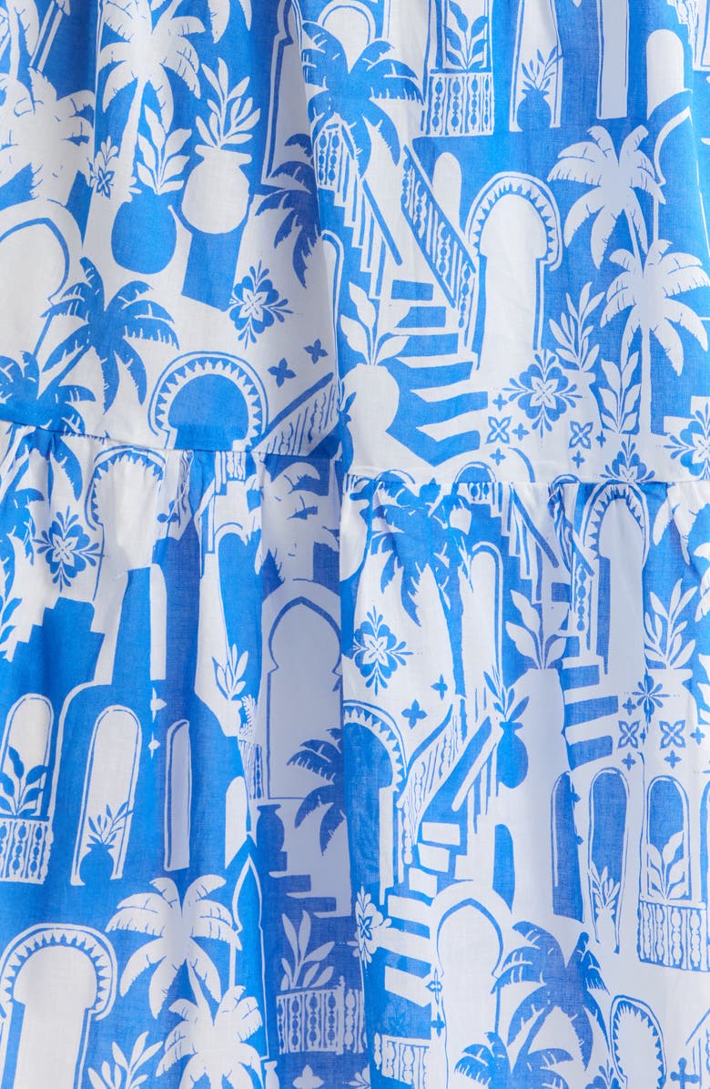 SUGARLIPS Nala Tiered Smocked Maxi Sundress, Alternate, color, White-Blue