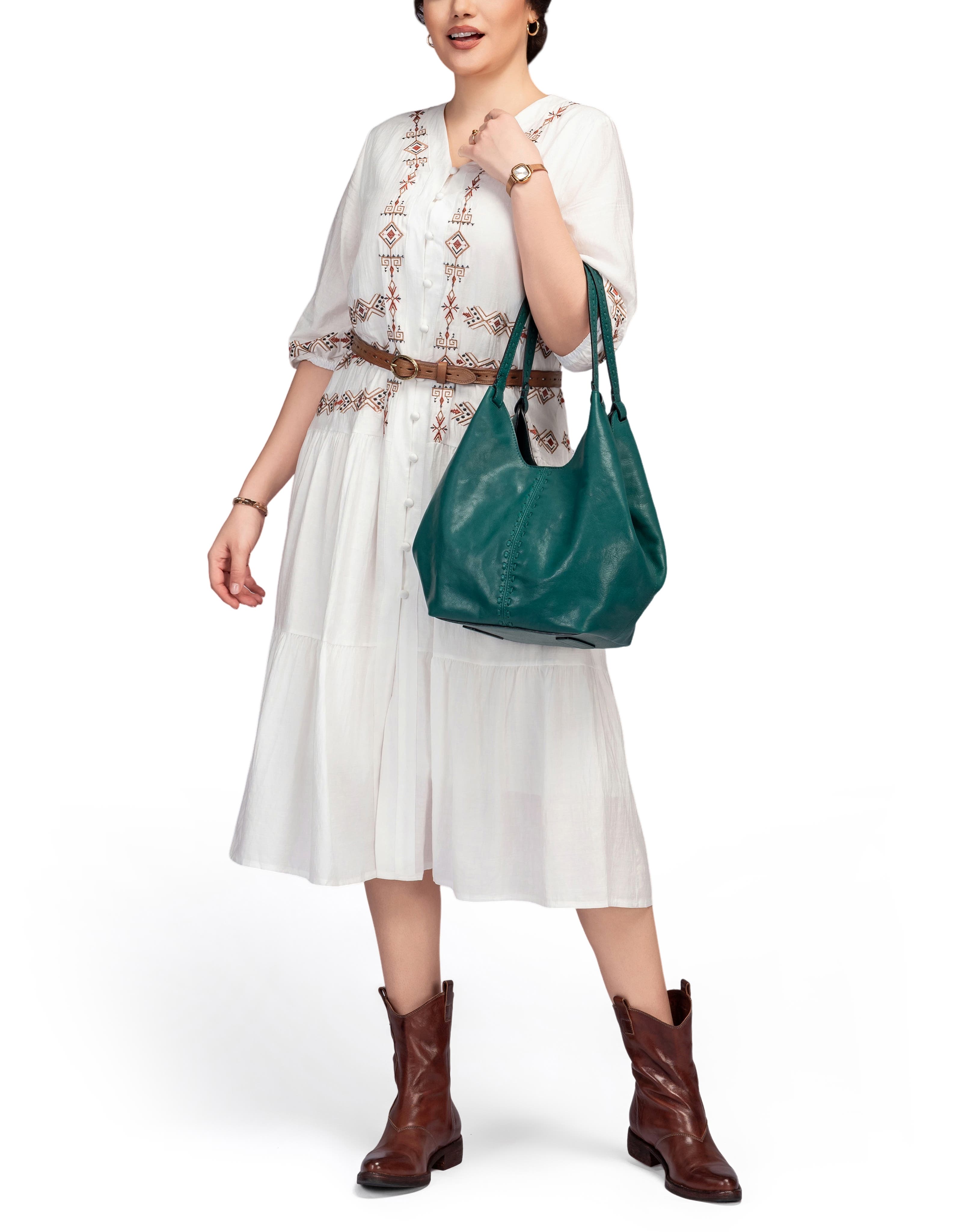 Magnolia Genuine Leather Handwoven Convertible Tote, Alternate, color, Teal