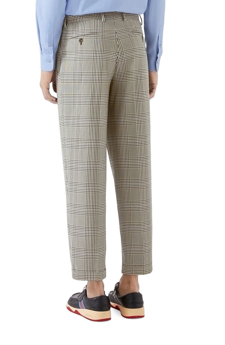 Gucci Prince of Wales Cuff Crop Cotton Pants, Alternate, color,