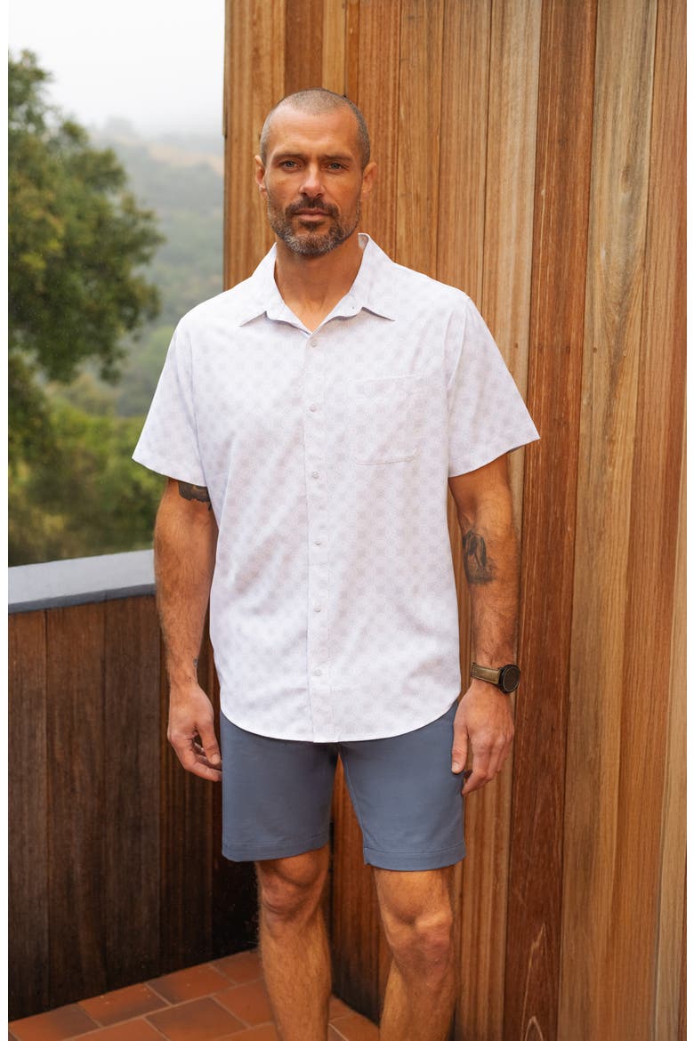Postcard Please Short Sleeve Button-Up Shirt, Alternate, color, WHITE