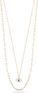 CHLOE AND MADISON Pavé CZ Evil Eye Layered Necklace