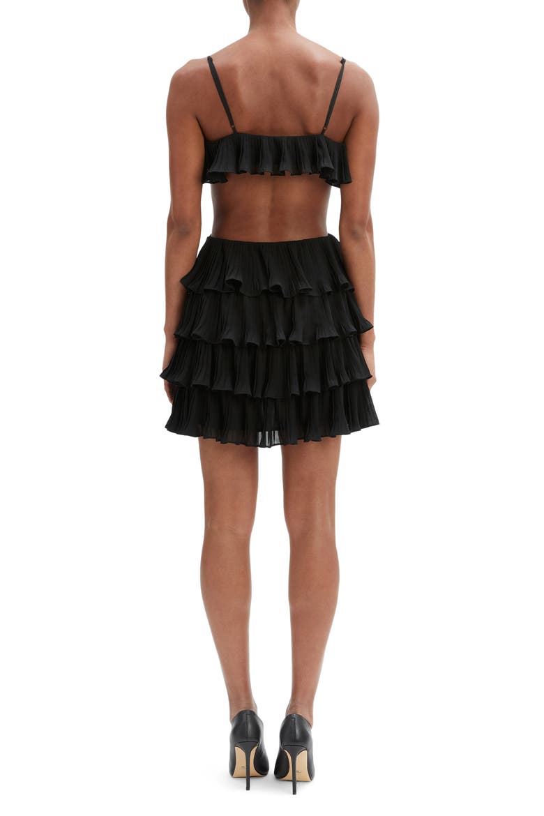 Ilara Ruffle Pleated Cutout Minidress, Alternate, color, BLACK