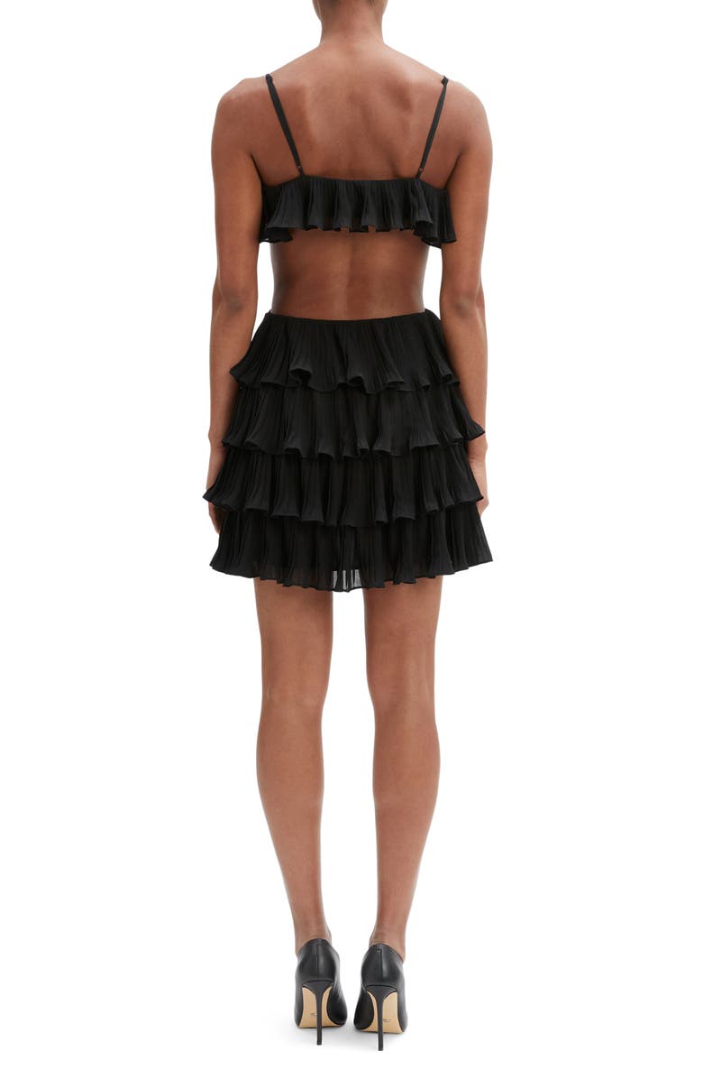 Bardot Ilara Ruffle Pleated Cutout Minidress, Alternate, color, Black