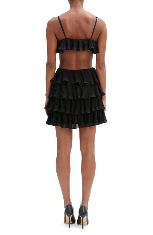 Bardot Ilara Ruffle Pleated Cutout Minidress In Black