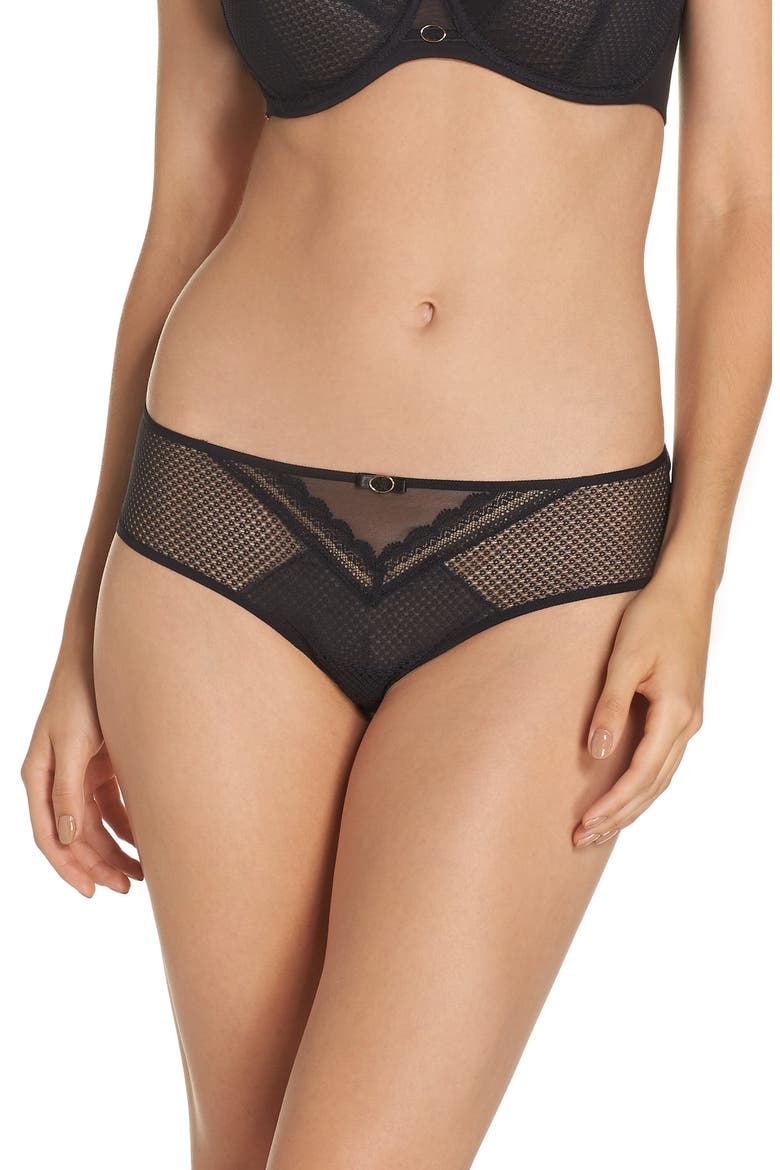 Chantelle Intimates Parisian Allure Hipster Panties, Main, color, BLACK