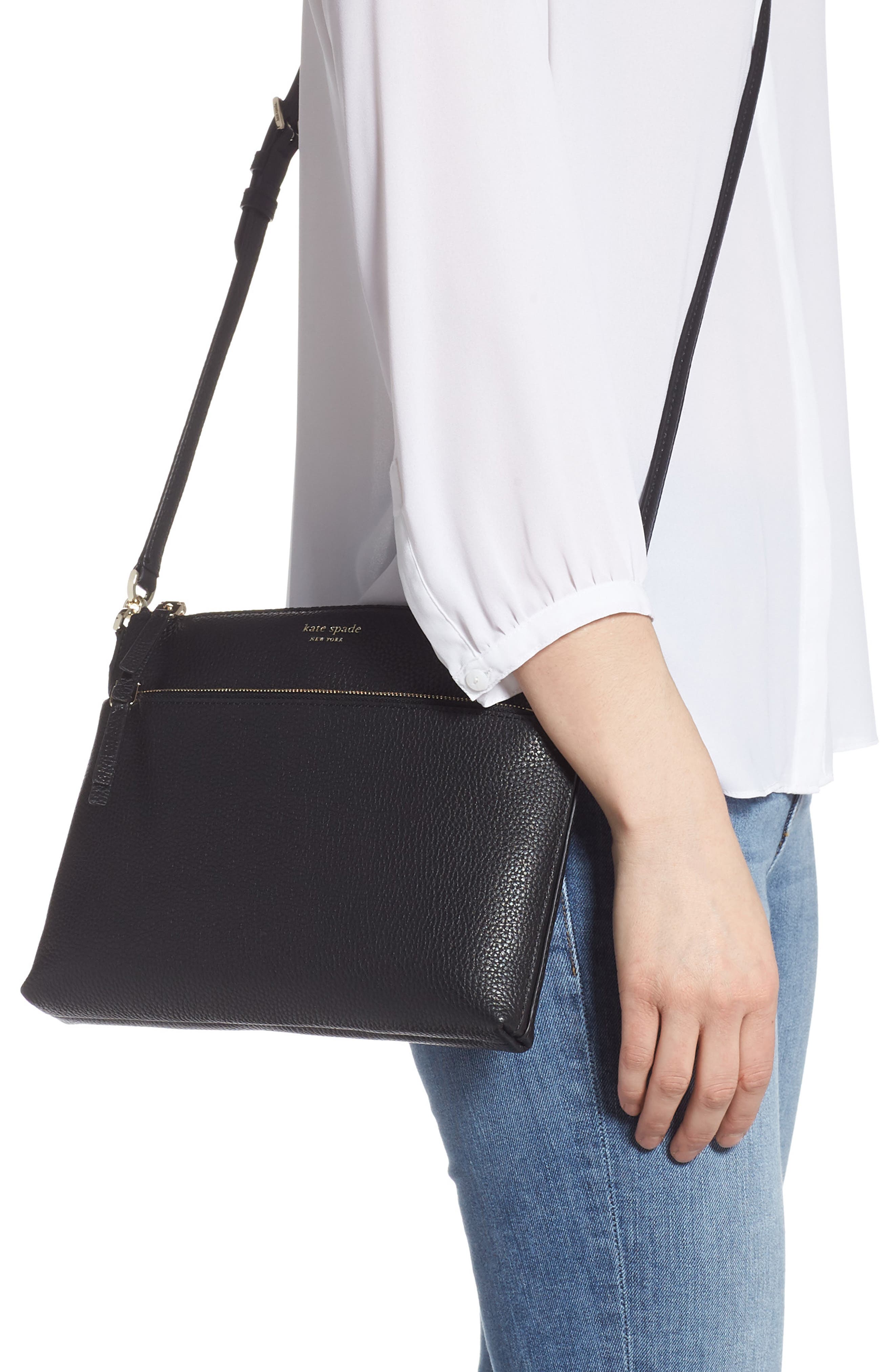 Kate Spade New York medium polly leather crossbody bag, Alternate, color, 
