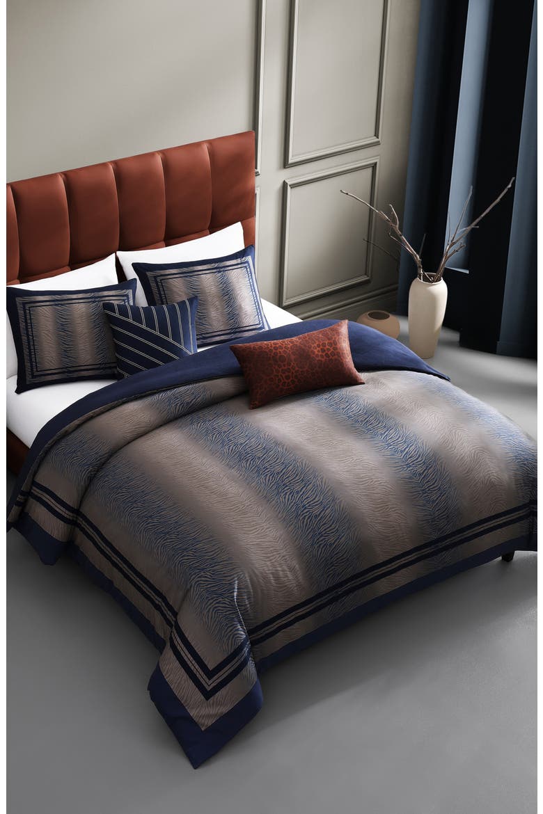 Animal Print Reversible 5-Piece Comforter Set, Alternate, color, NAVY