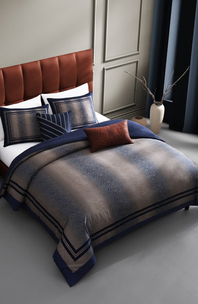 Bebejan Animal Print Reversible 5-Piece Comforter Set, Alternate, color, Navy